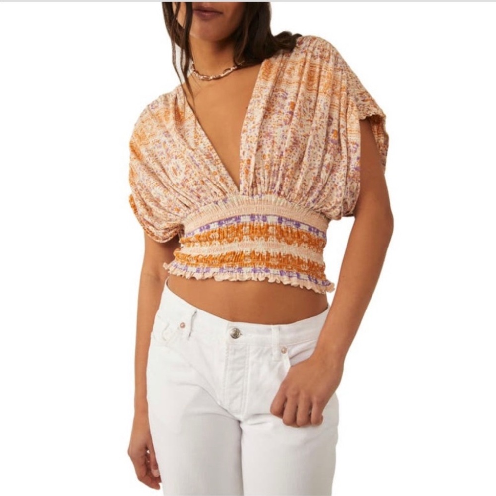 Free People Next Vacation Top in Ivory Combo. Size XL
